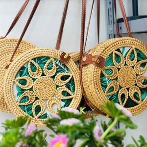 Mother of Pearl Inlay Rattan <b>Bag</b> Shell Inlaid Rattan Purse - Product Image 3