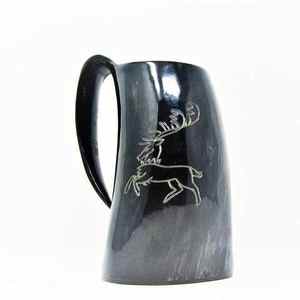 Mug authentique en corne de buffle pour hommes, vente en gros, tasse Viking sculptée, décoration, exportation mondiale depuis l'Inde - Product Image 1