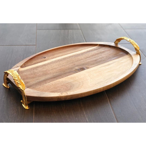 ถาดเสิร์ฟอาหารบนโต๊ะแบบทันสมัยถาดเสิร์ฟพร้อมที่จับทองเหลืองรูปผีเสื้อสำหรับใช้ในบ้านและโรงแรม - Product Image 5