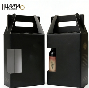 6 <b>Pack</b> Corrugated Wine Carrier <b>Box</b> With Portable Handle Foldable Recyclable Paper Gift Packaging <b>Box</b> For Party Wedding Gift - Product Image 1