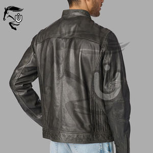Chaqueta de Cuero Negra Clásica para Hombre |   Chaqueta de Cuero Vacuno Genuino con Cuello Alto, Cortavientos, Transpirable, Ajustada, con Cremallera, Informal, de Invierno, Estilo Urbano - Product Image 2