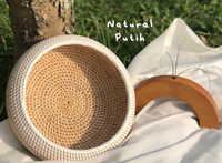 Panier de rangement alimentaire en rotin naturel Sisu Handicraft, écologique, avec poignée, forme circulaire, multi-usages pour la maison