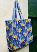 Sac fourre-tout en coton matelassé pour femmes sac à bandoulière à fermeture ouverte écologique avec deux poignées imprimées Design de fleurs ethniques