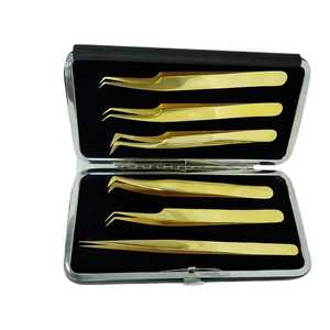 Instruments de beauté de qualité supérieure pince à cils ensemble de 6 pièces couleur or enduit par TARIQ MFG CO - Product Image 5