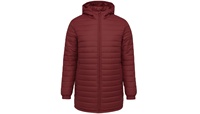 Veste matelassée en toile à capuche pour homme, hiver, longue, avec option logo sur le devant en laine/polyester, service OEM