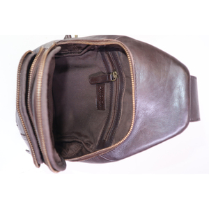 Sac de poitrine minimaliste en cuir véritable, sac à bandoulière, fermeture à glissière, imperméable, usage quotidien, toutes saisons, pour homme - Product Image 4