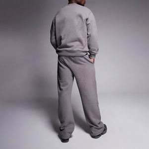 Ensemble de survêtement ample imprimé tendance pour homme avec surpiqûres contrastées, sweat à capuche et pantalon ample 100 % coton - Product Image 3