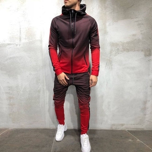 Ensemble de survêtement imprimé de créateur pour hommes coupe ajustée deux pièces sweat à capuche zippé et joggers coupe-vent vêtements de sport vente en gros - Product Image 3
