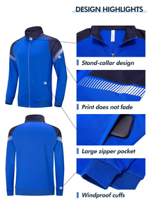 Vente en gros de 2 pièces maillots d'entraînement de football personnalisés kits de jogging d'hiver avec veste à glissière survêtements respirants - Product Image 2
