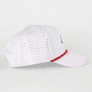 Gorra de Béisbol Deportiva de 5 Paneles, Estilo Snapback, de Poliéster, con Perforaciones, Personalizable, Blanca, Impermeable, con Parche de Goma - Product Image 2
