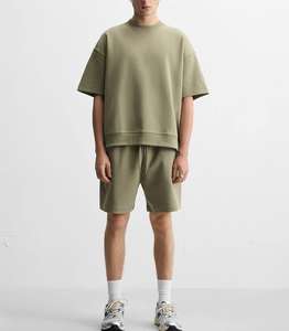 ชุดเสื้อยืดคอกลมแขนสั้นสำหรับผู้ชายชุดเสื้อกีฬาผู้ชายสีพื้นธรรมดาขนาด240กรัมสไตล์ลำลองสำหรับทุกฤดู - Product Image 1