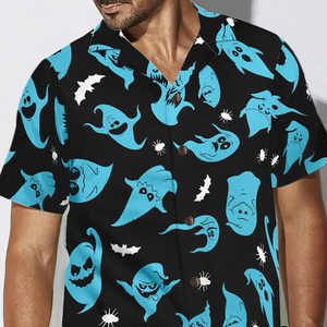 Vente en gros chemises hawaïennes Halloween motif fantôme d'horreur chemises boutonnées d'été décontractées à manches courtes pour hommes Chemise de plage Aloha - Product Image 4