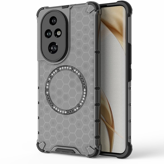 For Honor 200 Pro Honeycomb Magnetic Ring Shockproof Phone Case
