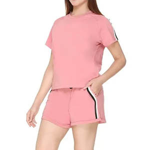 Camiseta transpirable de dos piezas de manga corta para mujer con conjuntos de pantalones cortos, conjunto deportivo de Fitness para mujer, conjunto doble - Product Image 3