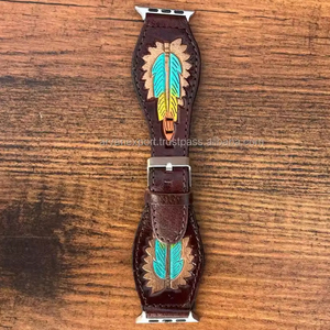 Édition limitée véritable fabriqué à la main en cuir véritable usiné Compatible bracelet de montre intelligente de haute qualité en cuir véritable cadeau unisexe personnalisé - Product Image 2