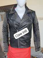 Veste en cuir pour homme, style motard, avec rivets personnalisés, effet vieilli, authentique, de haute qualité, imperméable, réversible, épaisse, type parka