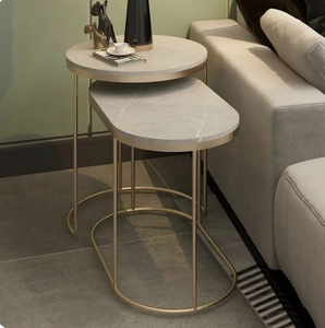 Mesa superior de mármol redondeada Muebles de sala de estar Gran venta Anidamiento Diseño exclusivo Mesa anidada de metal hecha a medida - Product Image 3