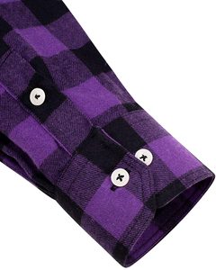 Camisa de Franela a Cuadros de Manga Larga, Color Morado y Negro, Corte Regular, Alta Calidad, Venta al Por Mayor 2026 - Product Image 2