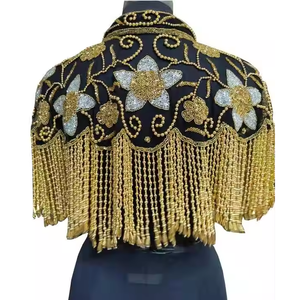 Vintage brodé Stand Poncho Style robe de soirée grande taille femmes modeste respirant court superposition sans effort élégance printemps - Product Image 3