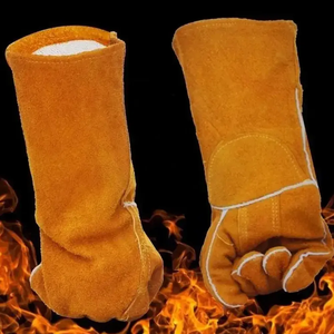 Gants de travail en cuir de vachette robustes et respirants pour l'extérieur, protection contre les chocs, soudage, confortables - Product Image 6