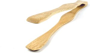 Pinzas para tostadora de madera de bambú, pinzas para tostadas, pinzas de cocina para cocinar, servir pan, encurtidos de frutas, 10,5 pulgadas, paquete de 4 - Product Image 3