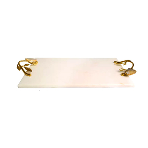 American Style <b>Black</b> White Table <b>Serving</b> <b>Tray</b> Eco-Friendly Wedding Wholesale New Design Handmade Marble Metal Handle - Product Image 5