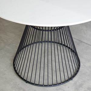 BA68181 Modern 100cm Round Dining <b>Table</b> Set Extendable <b>Wooden</b> <b>Table</b> with Stone <b>Top</b> and Artistic Iron Legs Easy Assembly - Product Image 5