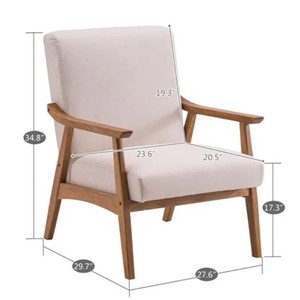 เก้าอี้ทรงอาร์มแชร์ ไม้สักสีธรรมชาติ พร้อมเบาะนั่งสีขาว - Product Image 2