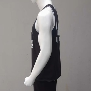 Bonne vente uniforme de basket-ball vêtements de sport entraînement maillots de basket-ball ensembles hommes porter uni blanc sans manches uniforme de basket-ball - Product Image 5
