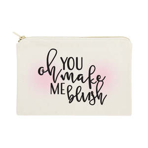 Adorable trousse de toilette en toile de coton avec motif lettres, portable, « Oh You Make Me Blush» - Product Image 1