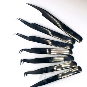 RMI ที่หนีบขนตาปลอมสีดำพลาสม่าแบบเรียบปรับแต่งโลโก้เพิ่มวอลลุ่มแหนบสแตนเลสเครื่องมือความงามแหนบทำงานที่ดีที่สุด - Product Image 2