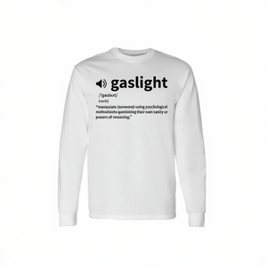 T-shirt a maniche lunghe con definizione del dizionario Gaslighting, per adulti, unisex, bianca - Product Image 2