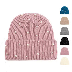 Bonnet en tricot côtelé en acrylique uni épais et chaud pour l'hiver, unisexe, de qualité supérieure, décontracté, vintage, vente en gros - Product Image 1