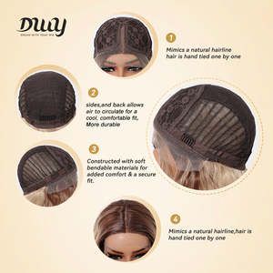 Cleo C-DWY Long-Length Water Wavy Synthetic <b>Wig</b> Light Brown Lace Front Chocolate Brown Color - Product Image 6