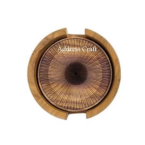 Sous-verres en bois naturel dernier modèle avec support Sous-verres en bois écologiques et antidérapants Sous-verres résistants à la chaleur avec logo personnalisé - Product Image 2