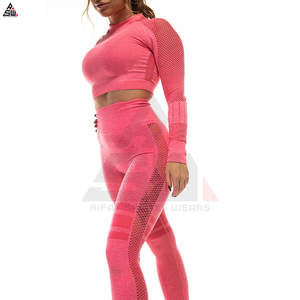 Conjunto de mallas de gimnasio y Yoga para mujer, diseño liso personalizado, ropa deportiva para mujer, conjunto de Yoga, traje de Fitness para gimnasio personalizado para mujer - Product Image 4
