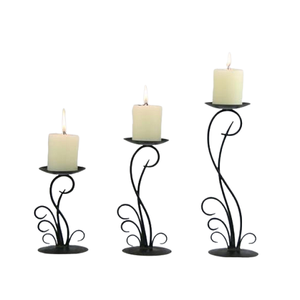 Juego de 3 soportes para velas de diferentes tamaños, soporte para velas de Color negro de hierro, soporte para velas de forma personalizada de la mejor calidad - Product Image 1