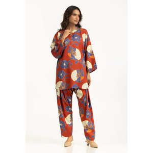 Conjunto Coordinado de Mujer, Estampado, Viscosa Tencel, Ecológico, Cuello en V, Manga Larga, Tela Satén Informal para Primavera/Verano, Modelo IPST-55056 - Product Image 4