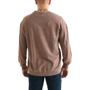 Vente en gros, sweat-shirt 100% coton lavé à l'acide, surdimensionné imprimé vintage, col rond d'automne, col rond, solide, teint uni - Product Image 6