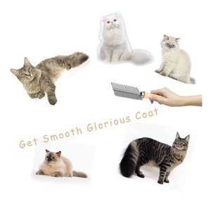 Simple Design Double-Sided Metal Pet Comb with Wooden Handle Effective for Loosening & Removing <b>Mats</b> for <b>Cats</b> & Dogs Grooming - Product Image 6