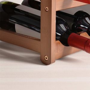 Estante de vino de madera Gabinete retro Almacenamiento Estante de vino Hogar Cocina Bar Estante independiente - Product Image 3