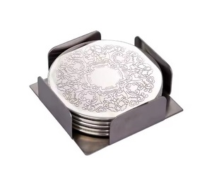 Dessous de verre en laiton plaqué or personnalisé élégant design décoratif en métal pour table à manger tasse logo personnalisé usage domestique - Product Image 2