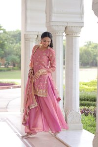 Últimas Colecciones de Trajes Salwar Kameez para Mujer, con Lentejuelas y Bordados Zari, para Bodas y Festivales, Artículos en Stock, Envío en 7 Días - Product Image 4