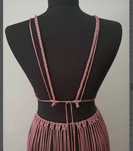 VESTIDO PARA TU NOVIA PARA SER Algodón Tejido a mano Festival Ropa Bustier Crop Top Mujeres Macrame Vestido de playa - Product Image 3