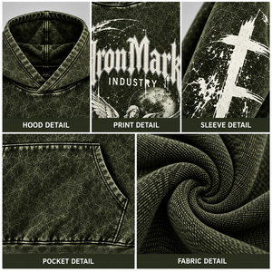 Sweat à capuche oversize pour homme IronMark, style streetwear, design uni, doublure imperméable en polyester/coton, respirant, coupe hiver, ODM 330g - Product Image 5
