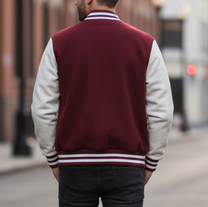 Chaqueta Varsity de Alta Calidad con Cuello en V y Cierre de Botones, Chaqueta de Invierno Gruesa con Logotipo Bordado Personalizado - Product Image 5