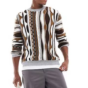 Suéter de Punto Desgastado para Hombre, Cuello Redondo, Algodón Grueso, Estilo Desgarrado, Ropa de Calle, Jersey, Hecho en Pakistán - Product Image 2