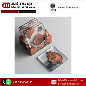 Posavasos clásico ecológico de madera de acacia con soporte Impresión de logotipo personalizado para mesa de centro o colocación de oficina - Product Image 4