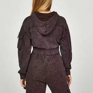 Conjunto de sudadera con capucha y Top corto por encima de la rodilla con patrón de puntos de primavera para mujer - Product Image 2