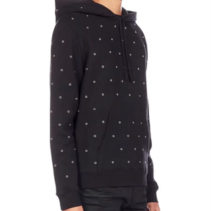 Custom Distressed Boxy Fit 400GSM Hombres Full Rhinestone Hoodie con DTG Print Custom Rhinestone Hoodie - Product Image 1